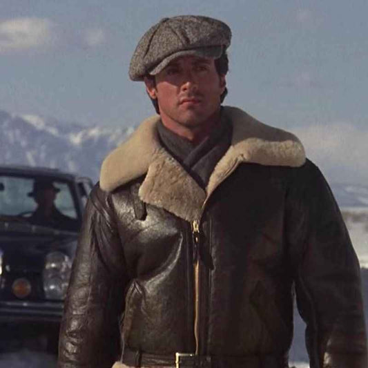 Rocky IV Sylvester Bomber Shearling Leather Jacket