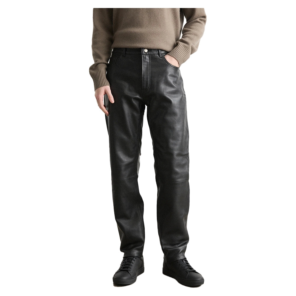 Straight Leg Leather Black Pants Mens Straight Leg Leather Black Pants Mens