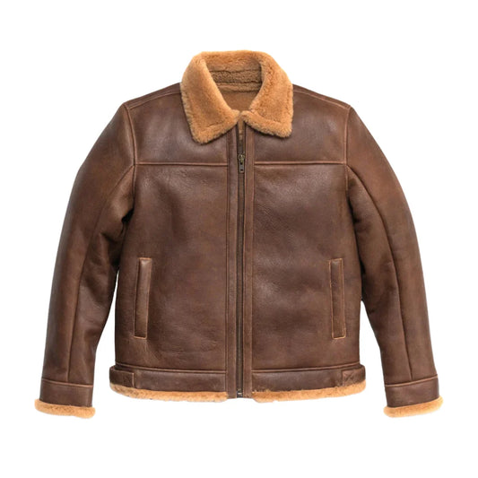 Gentlemen Brown Dry Shearling Leather Jacket Mens