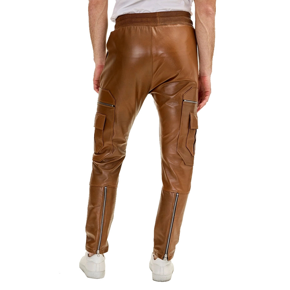 Timeless Brown Mens Leather Cargo Pants Timeless Brown Mens Leather Cargo Pants