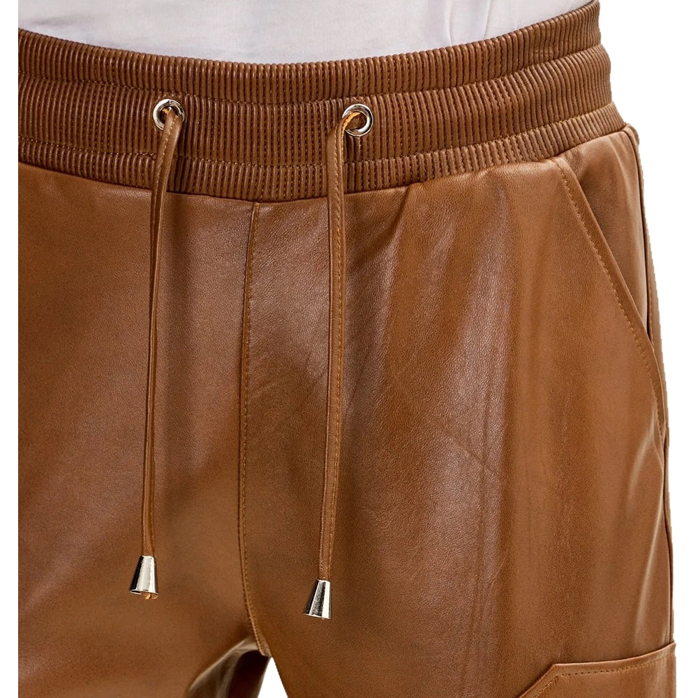 Timeless Brown Mens Leather Cargo Pants Timeless Brown Mens Leather Cargo Pants