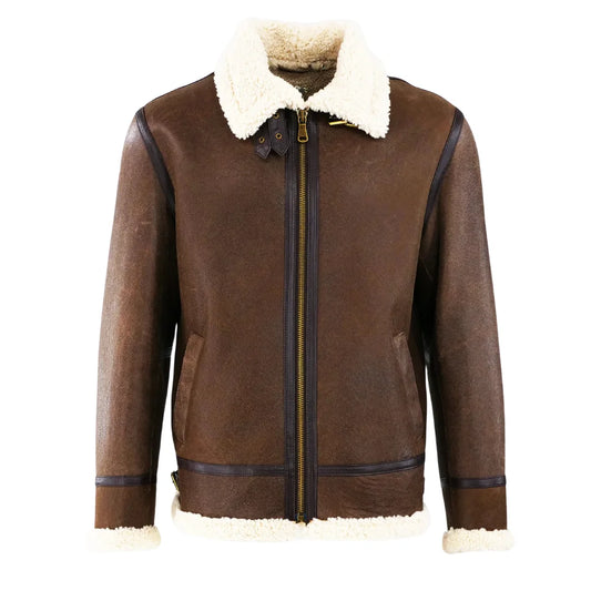 Men's Berlin Brown Shearling Bomber Leather Jacket