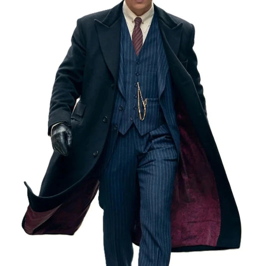 Thomas Shelby Peaky Blinder Men's Gangster Black 1920's Wool Coat