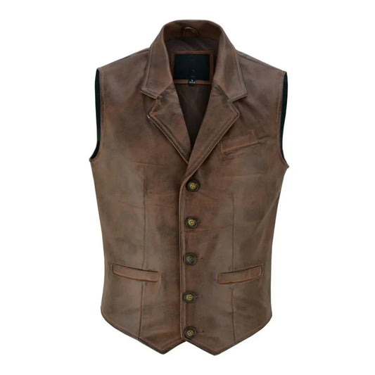 Men's Vintage Brown Leather Vest