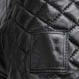 Mens Padded Black Cafe Racer Leather Jacket