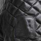 Mens Padded Black Cafe Racer Leather Jacket
