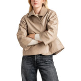 Beige-Leather-Cape-Jacket-Women's