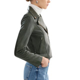 Biker-Olive-Green-Leather-Jacket-Women's  