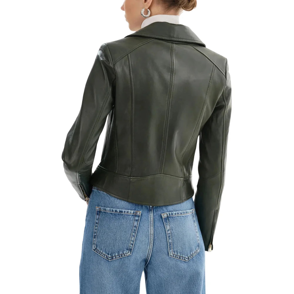 Biker-Women's-Leather-Olive-Green-Jacket