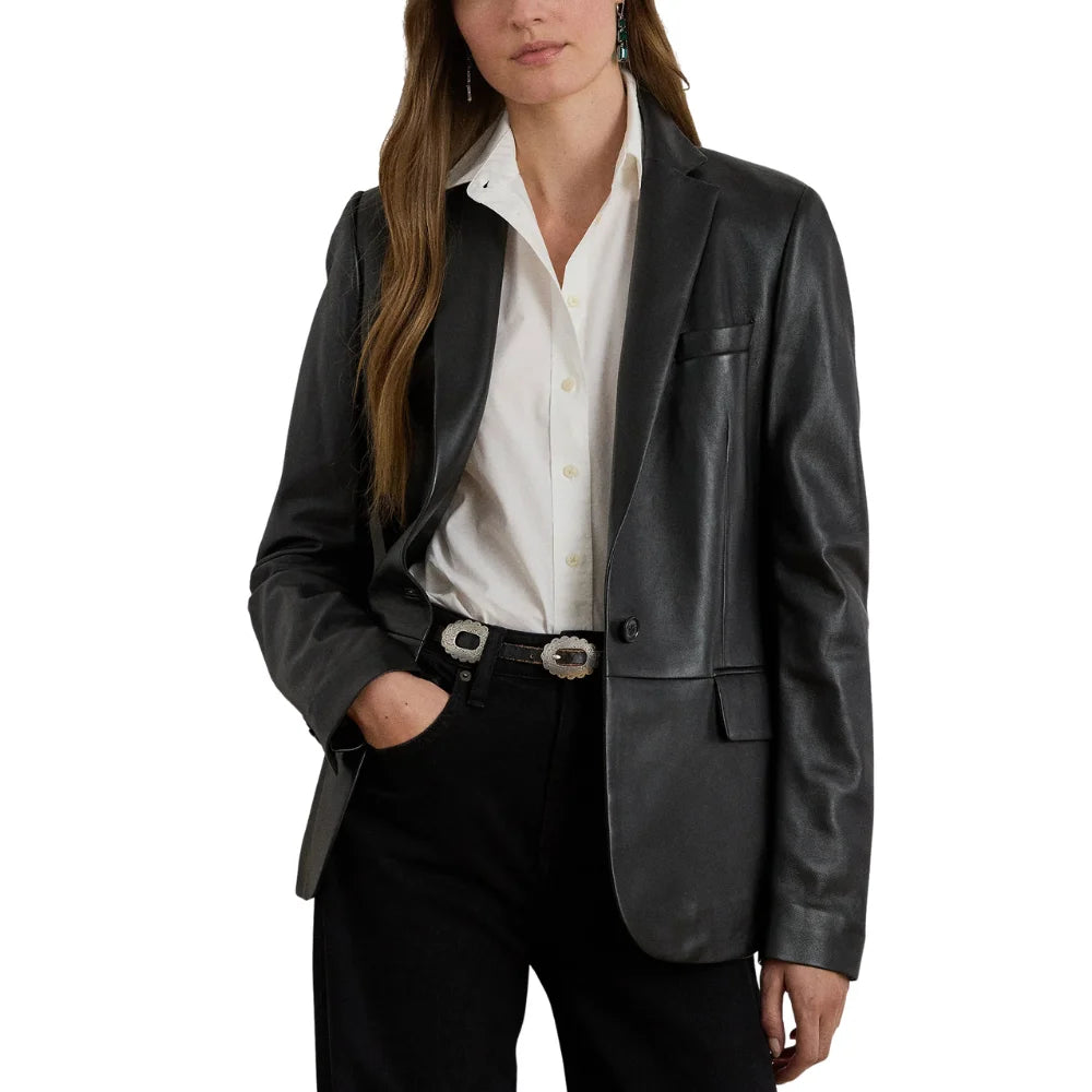 Black-Leather-Blazer-Women's