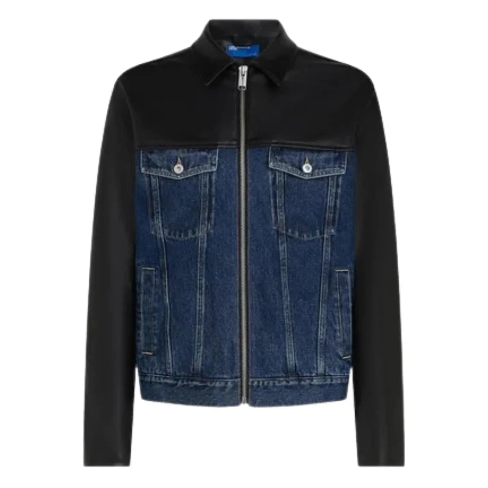 Black-Leather-Blue-Denim-Trucker-Jacket-Men's