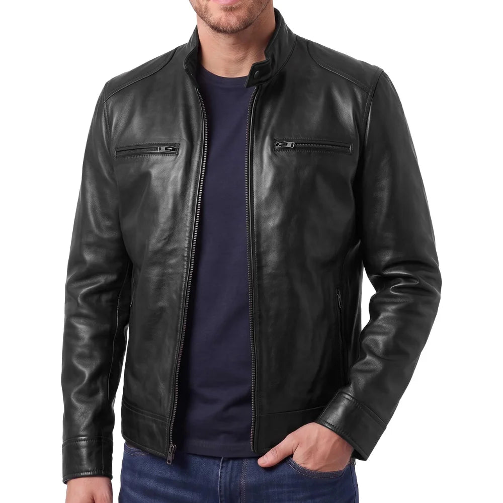 Black-Leather-Cafe-Racer-Jacket-Men's
