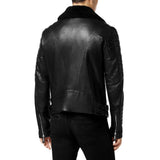 Black-Men's-Leather-Shearling-Collar-Biker-Jacket