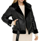 Black-Shearling-Leather-Biker-Jacket-Women's