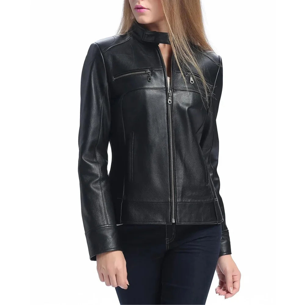 Black-Zip-Front-Leather-Jacket-Women's