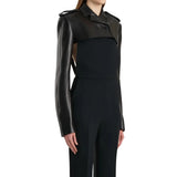Women's Black Leather Cropped Trench Bolero