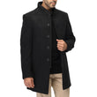 Men’s Black Stand Collar Wool Blend Winter Coat