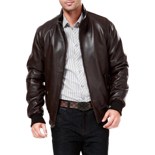 Brown-Bomber-Leather-Jacket-Men's