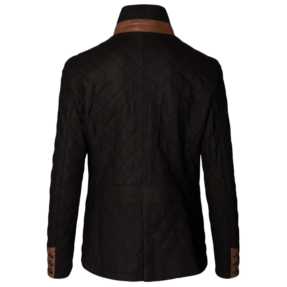 Brown-Quilted-Leather-Stand-Collar-Jacket-Women's