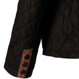 Brown-Women's-Leather-Quilted-Stand-Collar-Jacket