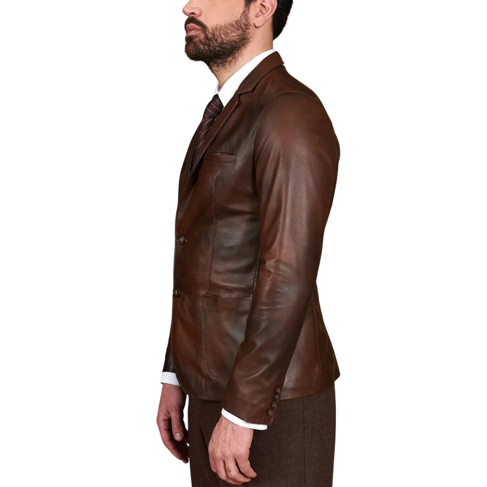 Button-Closure-Men's-Leather-Brown-Blazer