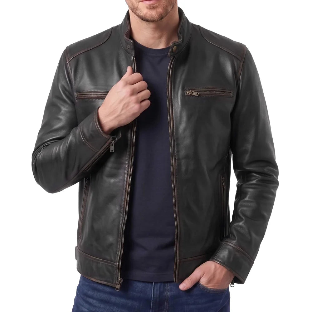 Cafe-Racer-Dark-Brown-Leather-Jacket-Men's