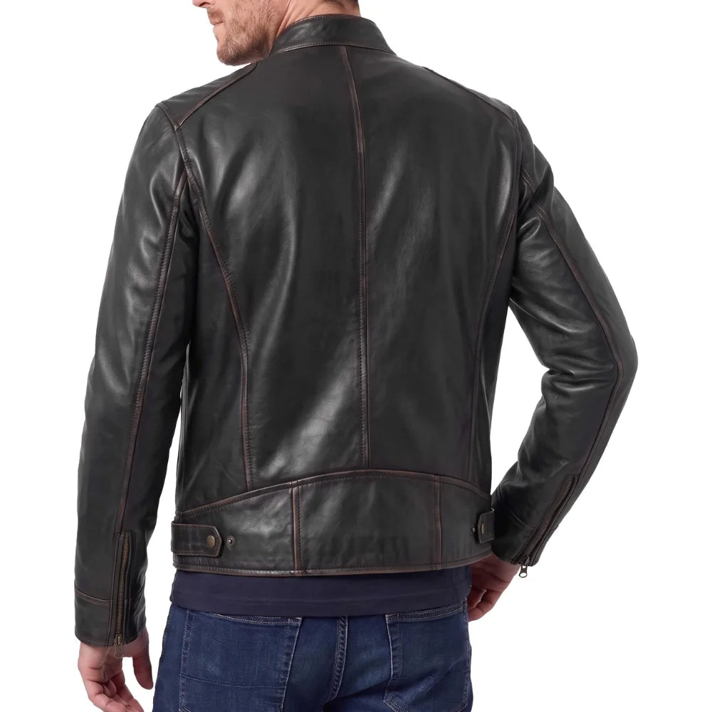 Cafe-Racer-Men's-Dark-Brown-Leather-Jacket