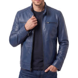 Cafe-Racer-Navy-Blue-Leather-Jacket -Men's