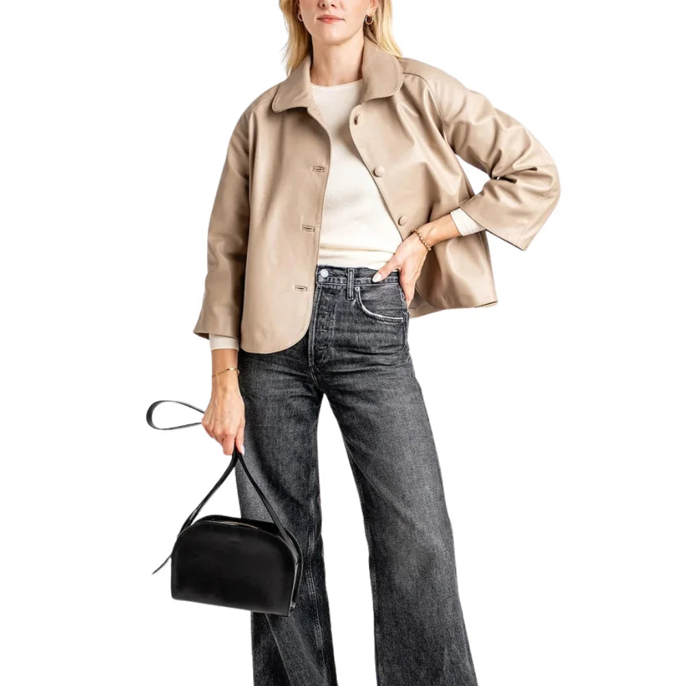 Cape-Beige-Leather-Jacket-Women's