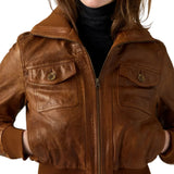 Cognac-Brown-Leather-Bomber-Jacket-Women's