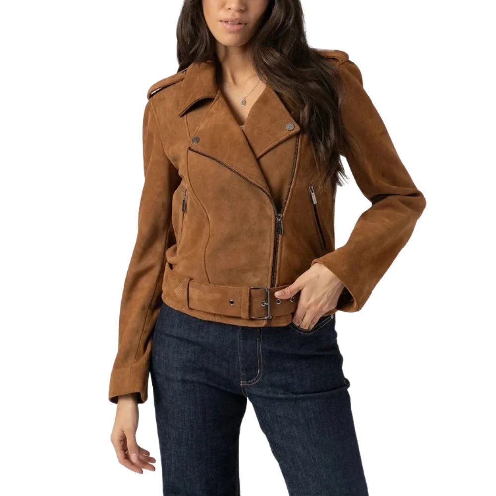 Cognac-Suede-Belted-Biker-Jacket-Women's