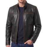 Dark-Brown-Leather-Cafe-Racer-Jacket-Men's