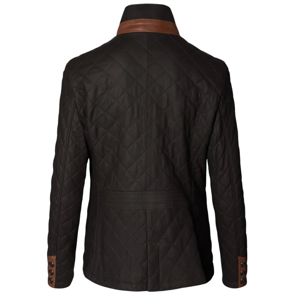 Dark-Brown-Quilted-Leather-Field-Jacket-Women's