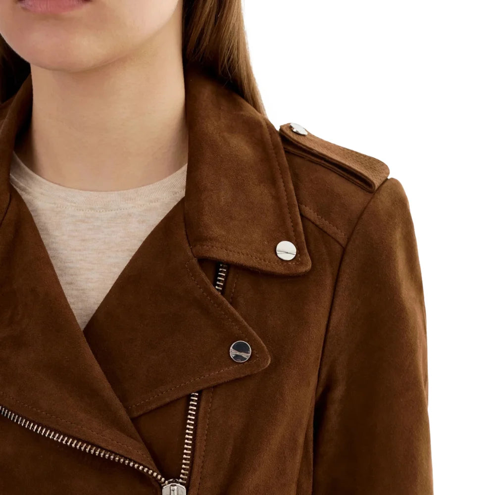 Dark-Brown-Suede-Biker-Jacket-Women's