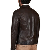 Men's Vintage Real Dark Brown Leather Biker Jacket
