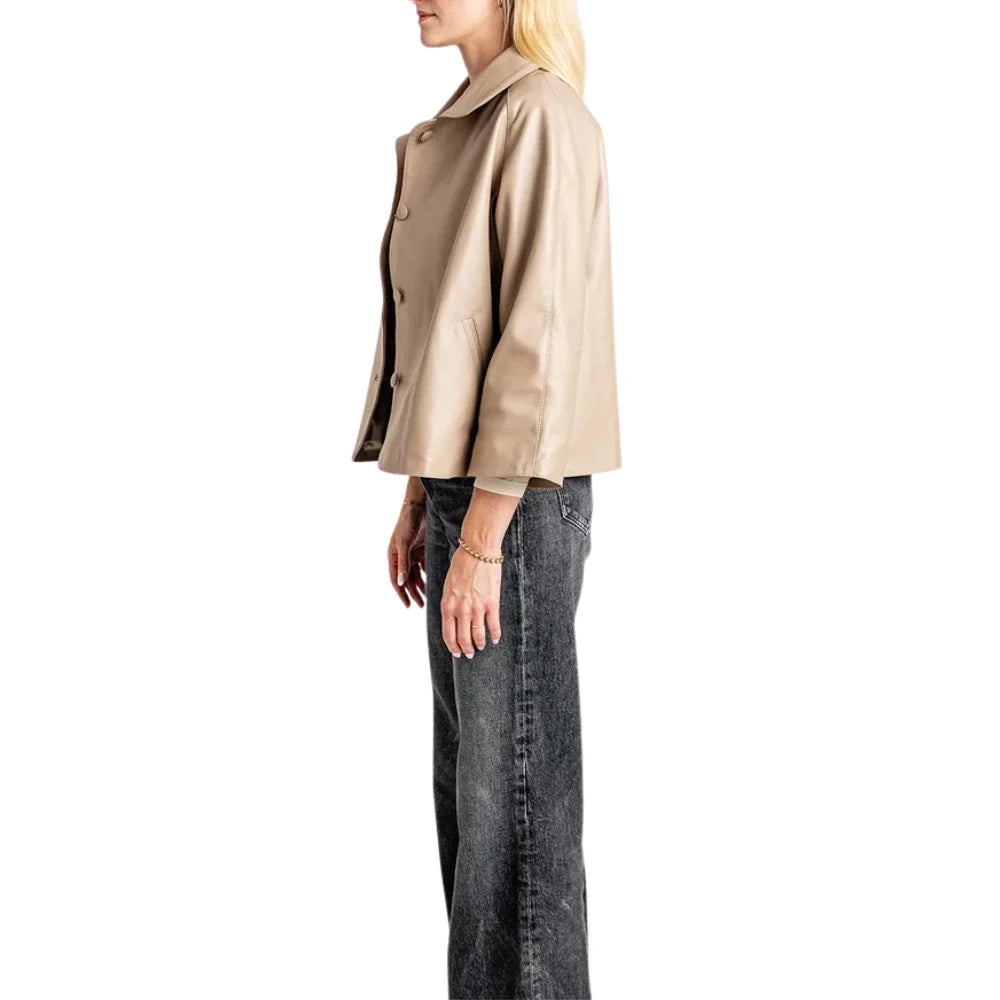 Leather-Beige-Cape-Jacket-Women's