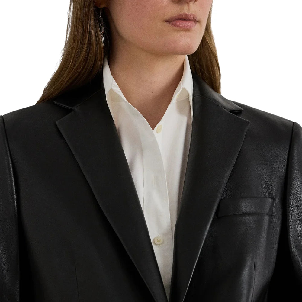Leather-Black-Blazer-Women's