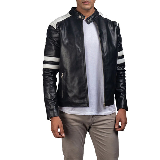 Leather-Black-White-Cafe-Racer-Jacket-Men's