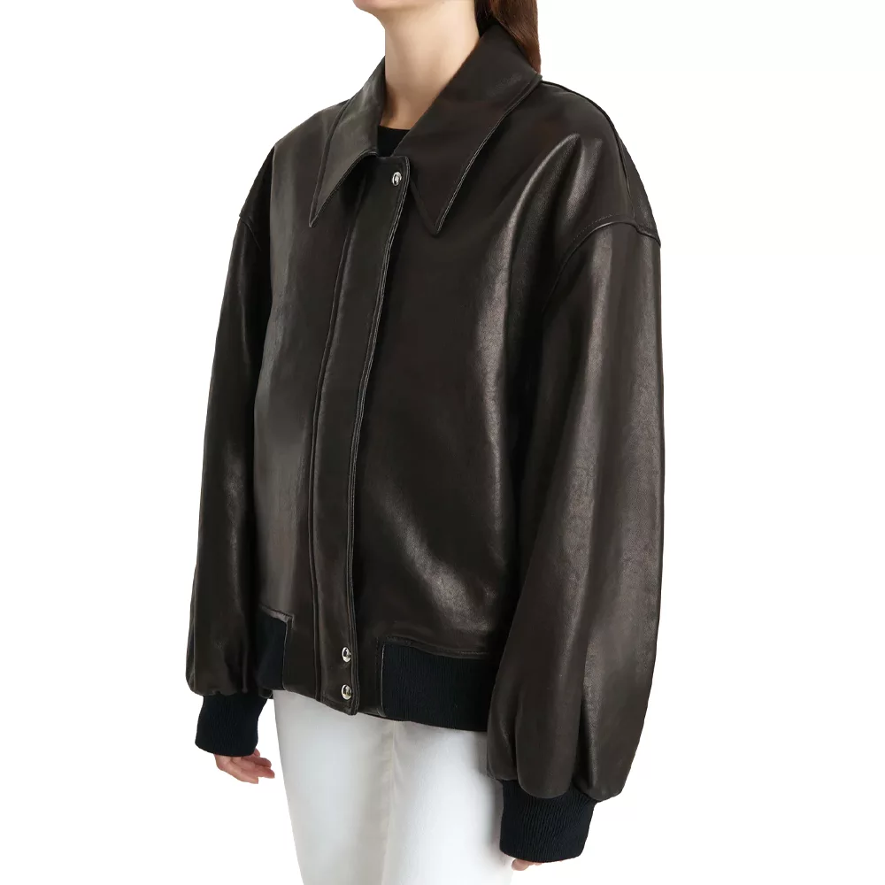 Leather-Dark-Brown-Bomber-Jacket-Women's