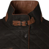 Leather-Dark-Brown-Quilted-Field-Jacket-Women's