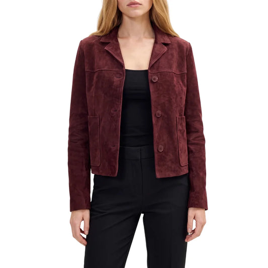Leather-Maroon-Suede-Blazer-Jacket-Women's