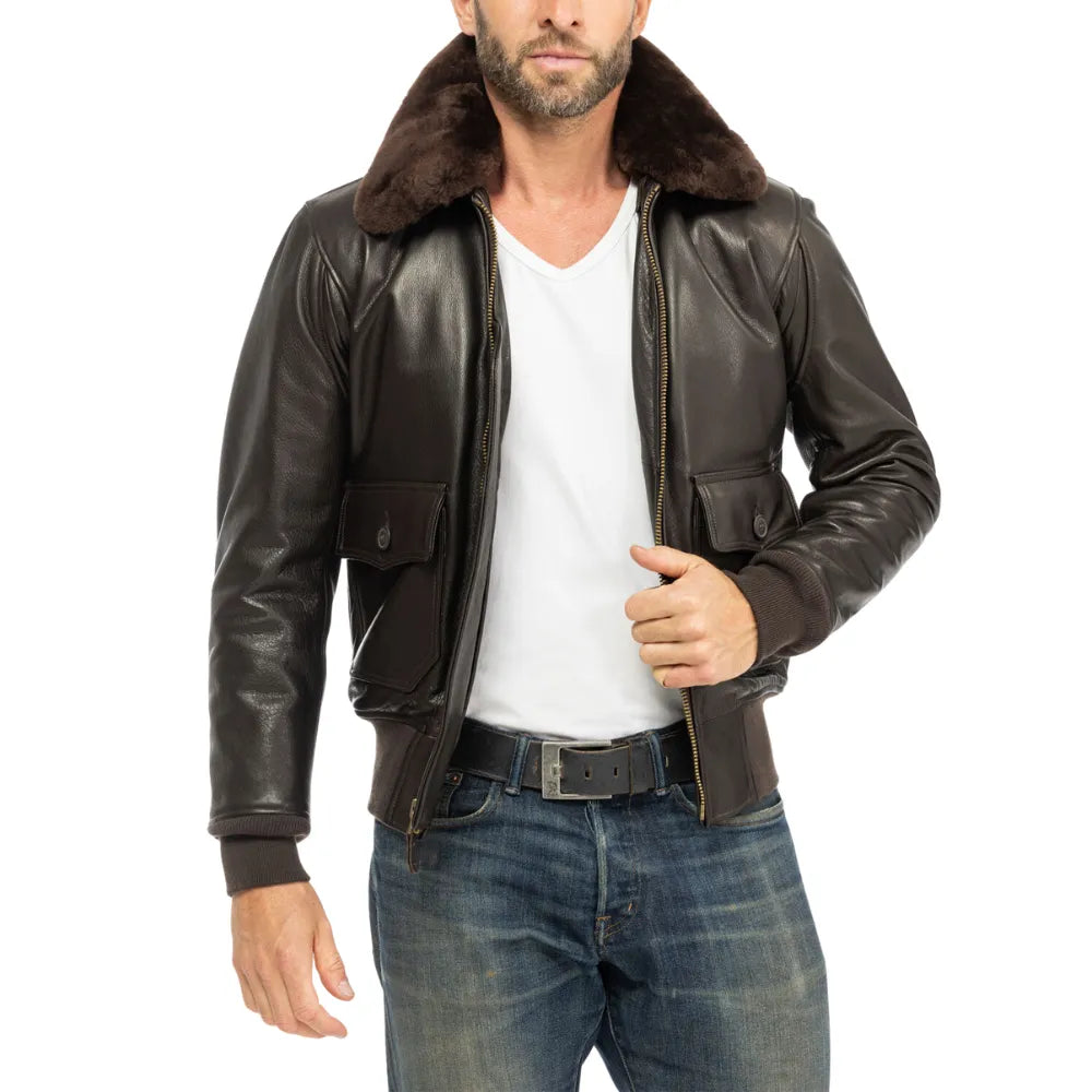 Leather-Men's-Brown-G-1-Flight-Jacket