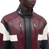 Leather-Men's-Maroon-Black-Cafe-Racer-Jacket