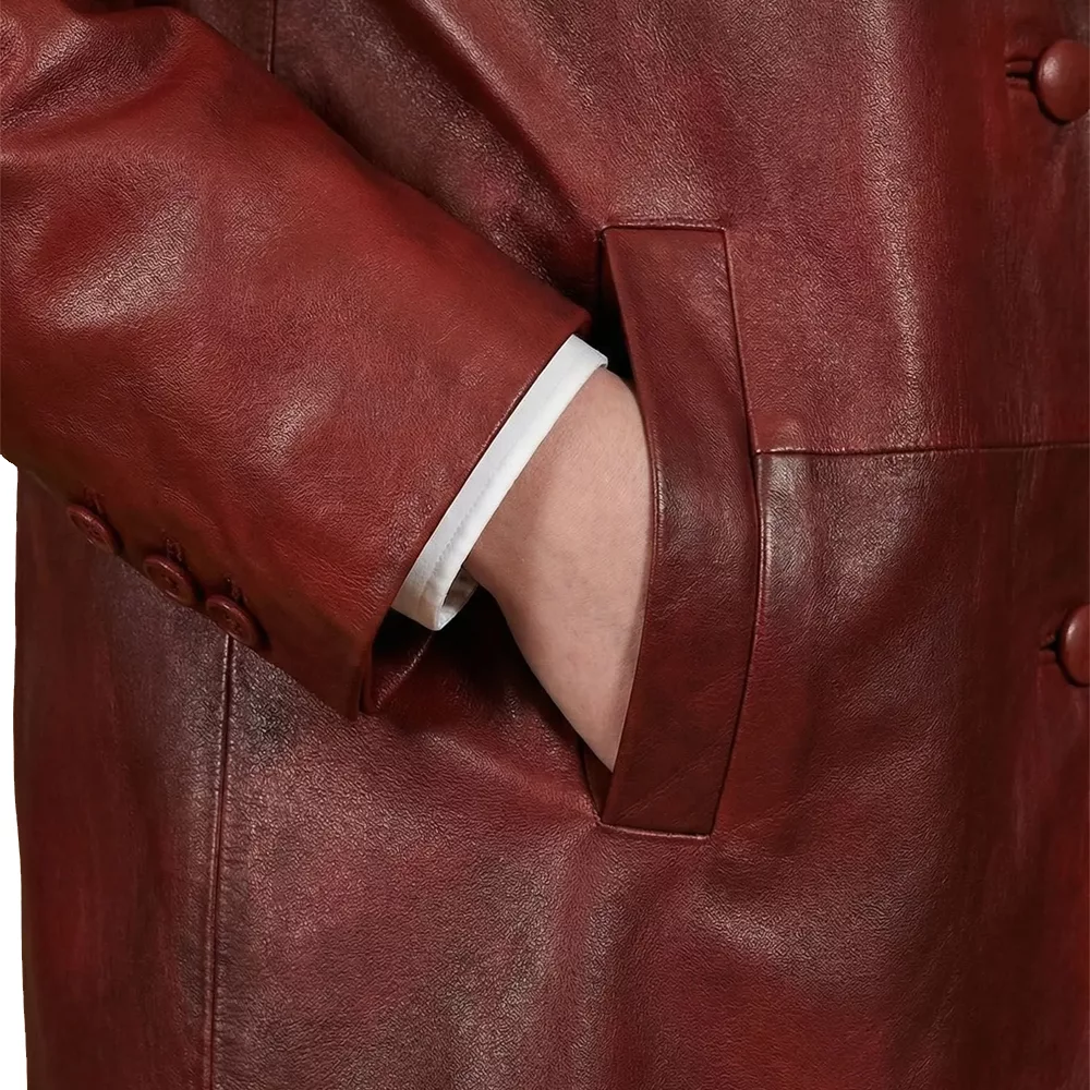 Leather-Red-Coat-Women's