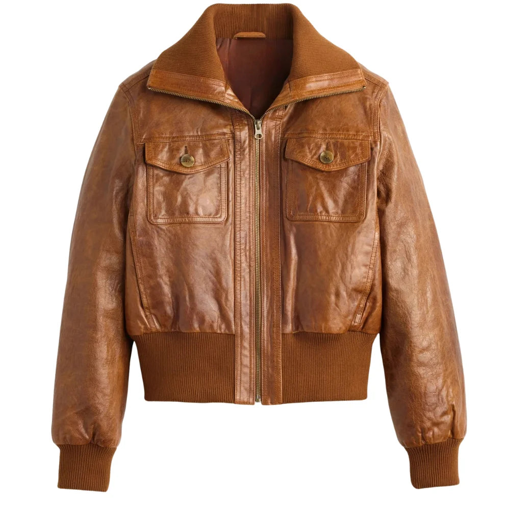 Leather-Women's-Cognac-Brown-Bomber-Jacket