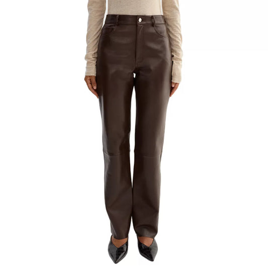 Leather_Women_s_Brown_Tapered_Pants