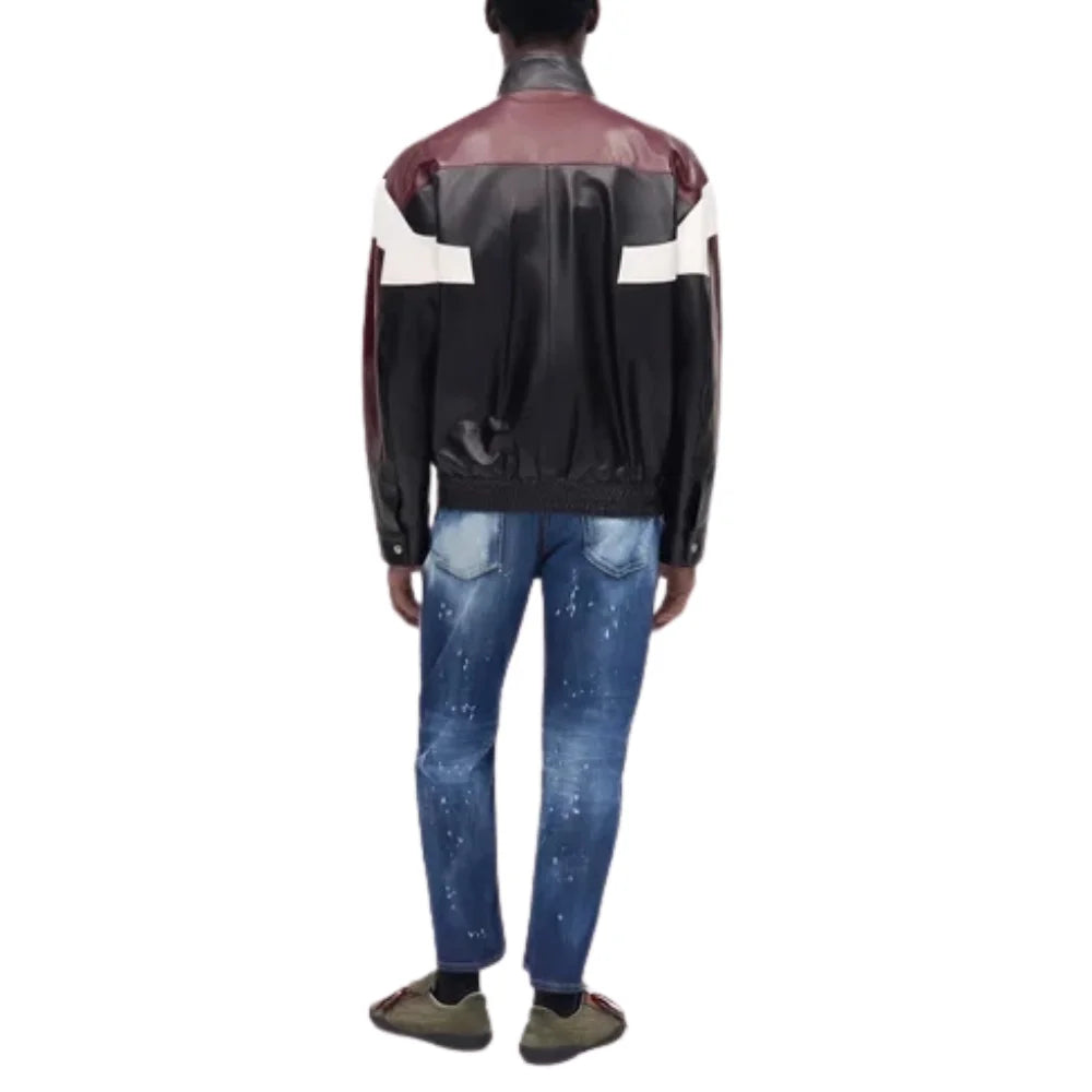 Maroon-Black-Leather-Cafe-Racer-Jacket-Men's