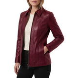 Maroon-Leather-Jacket -Women's