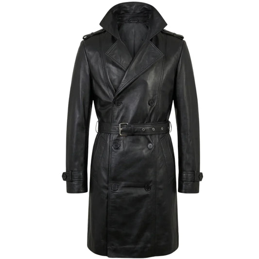 Men's-Belted-Black-Leather-Trench-Coat