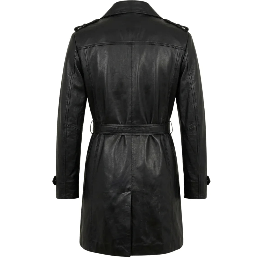 Men's-Black-Leather-Belted-Trench-Coat
